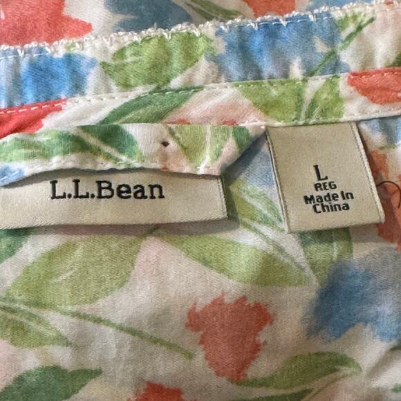 L.L. Bean Size Large 100% Cotton Floral Sleeveless Pintuck Daybreak Nightgown - Picture 6 of 7